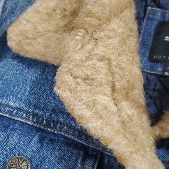 Vintage 90s y2k JLC Bratz Blue Jean Denim Faux Fur Collar Trucker Jacket Woman M - Picture 7 of 8